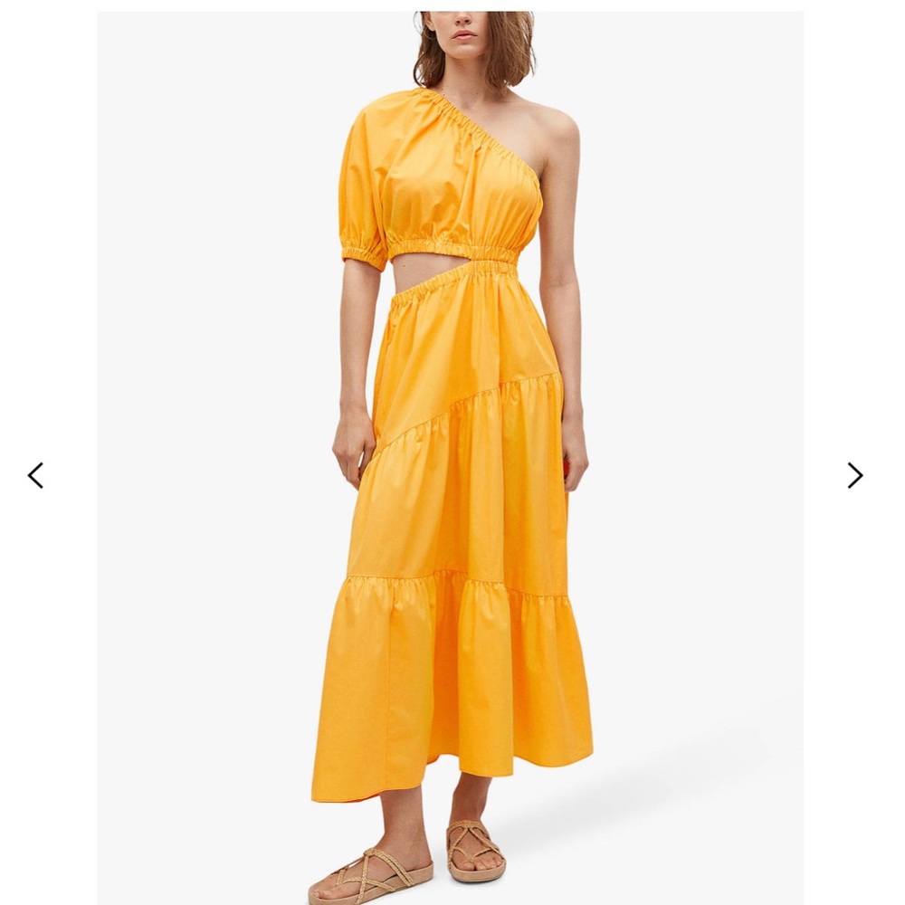 MANGO - One Shoulder Cutout Maxi Dress